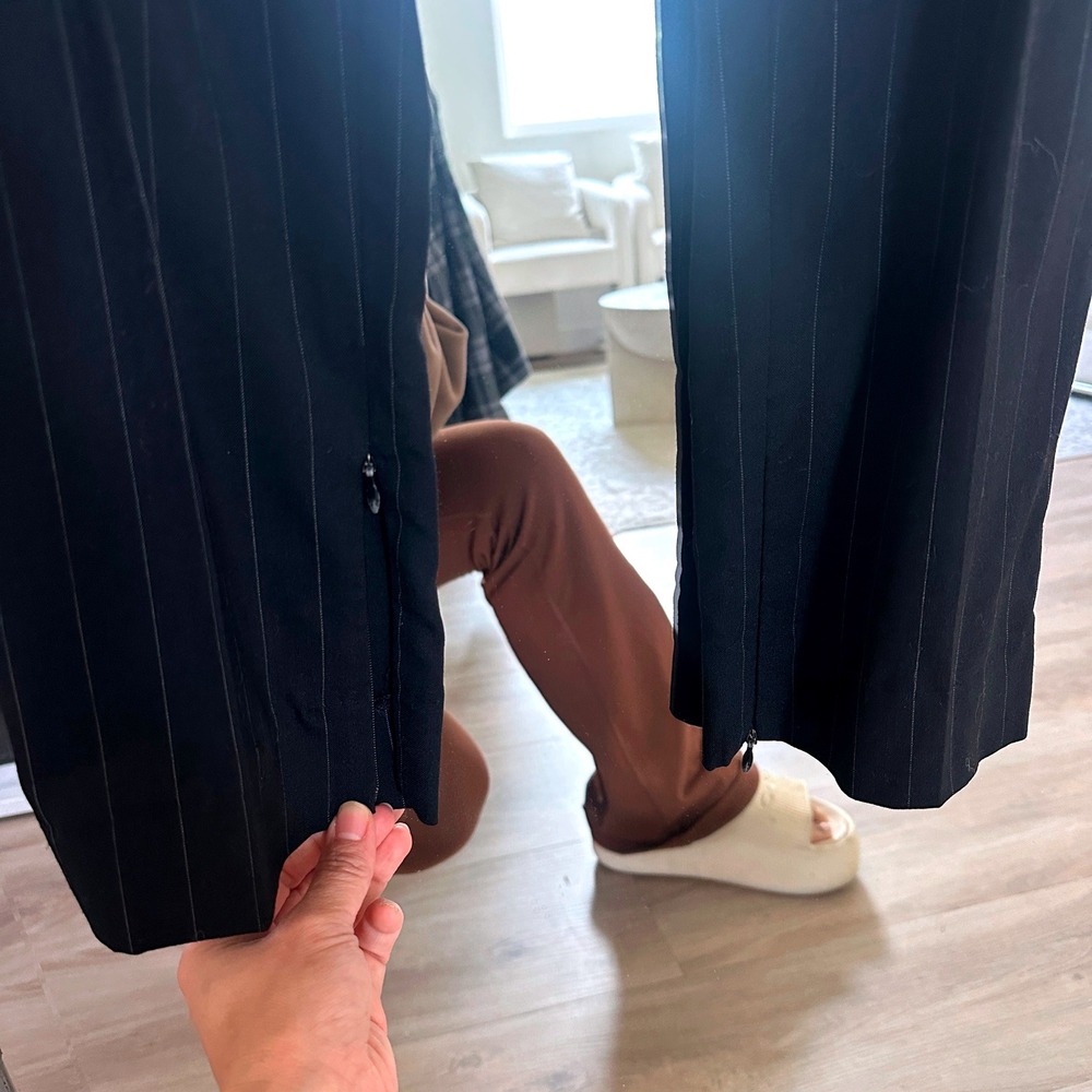 Dolce & Gabbana Y2K 90s Black Pinstripe Wool Slit Ankle Zip Trousers Italy 44 - Picture 4 of 12